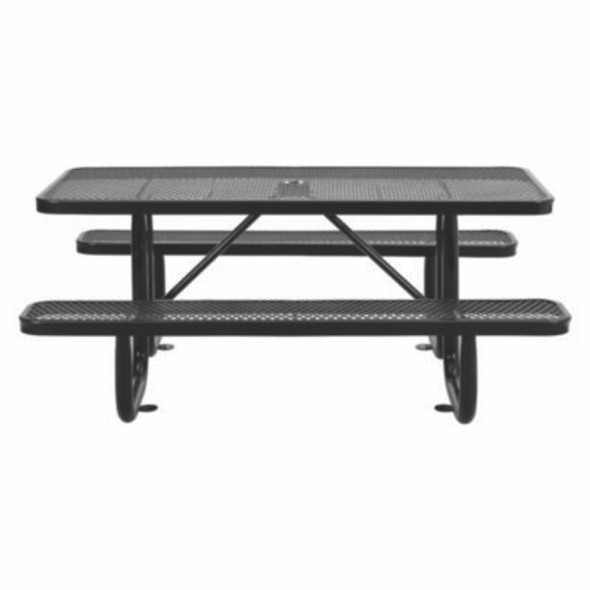 Expanded Steel Picnic Table, Rectangular, 72 x 62 x 29.5, Black Top, Black Base/Legs