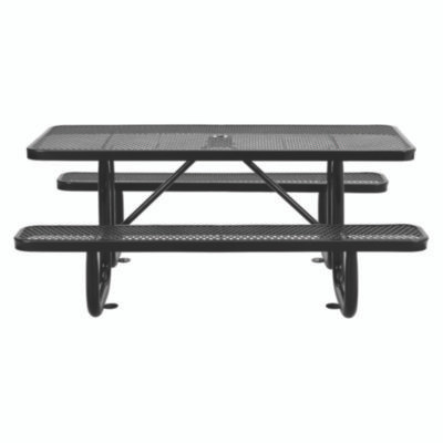 Expanded Steel Picnic Table, Rectangular, 72 x 62 x 29.5, Black Top, Black Base/Legs