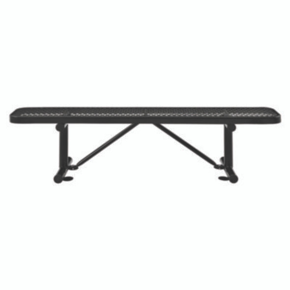 Expanded Steel Flat Bench, 72" x 14.5" x 18", Black Seat, Black Base