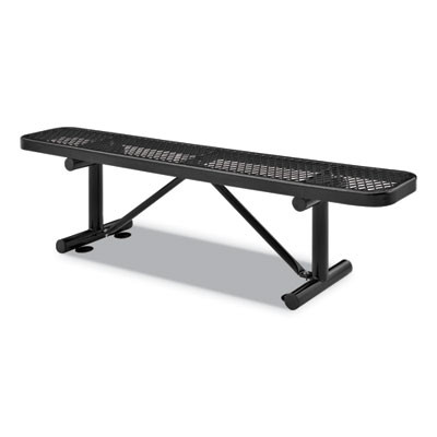 Expanded Steel Flat Bench, 72" x 14.5" x 18", Black Seat, Black Base