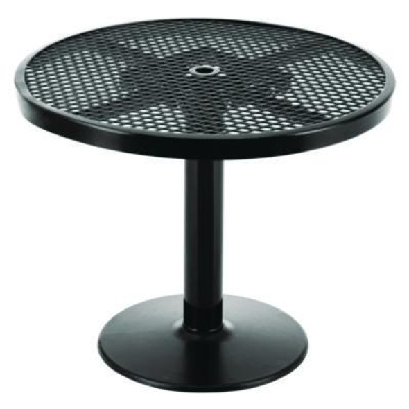Outdoor Dining Set, Round, 36" Dia x 29"h, Black Top, Black Base/Legs