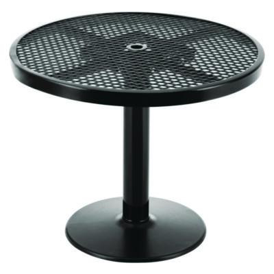 Outdoor Dining Set, Round, 36" Dia x 29"h, Black Top, Black Base/Legs