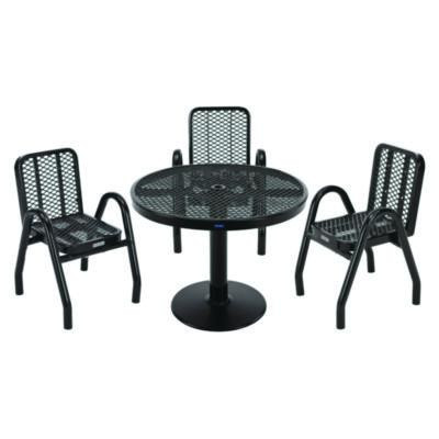 Outdoor Dining Set, Round, 36" Dia x 29"h, Black Top, Black Base/Legs