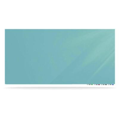 Aria Low-Profile Frameless Magnetic Glassboard, 96" x 48", Denim Blue Surface
