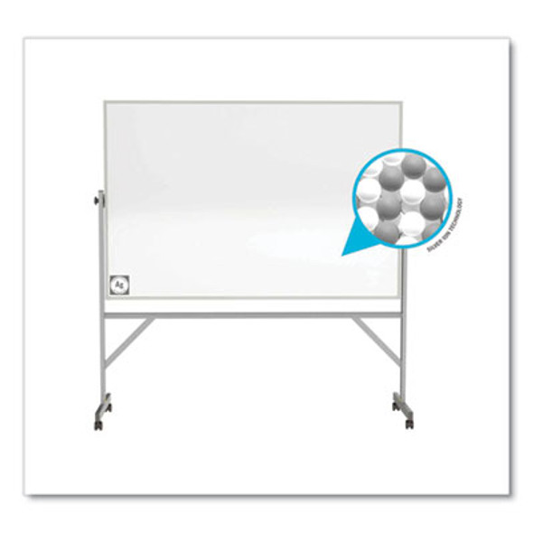Reversible Magnetic Hygienic Porcelain Whiteboard With Aluminum Frame, 72" x 48", White Surface, Satin Aluminum Frame