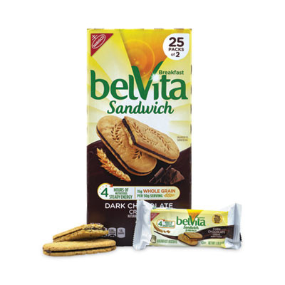 Belvita Breakfast Biscuits, Dark Chocolate Creme Breakfast Sandwich, 1.76 Oz Pack, 25 Packs/Carton
