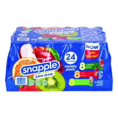 Juice Drink Variety Pack, Snapple Apple, Fruit Punch, Kiwi Strawberry, 20 Oz Bottle, 24/Carton