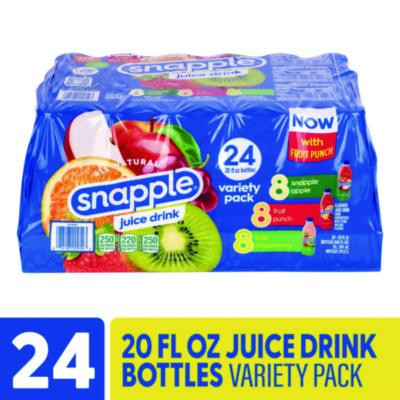 Juice Drink Variety Pack, Snapple Apple, Fruit Punch, Kiwi Strawberry, 20 Oz Bottle, 24/Carton