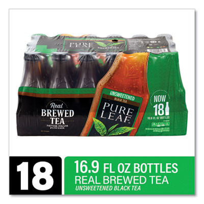Pure Leaf Unsweetened Iced Black Tea, 16.9 Oz Bottle, 18/Carton