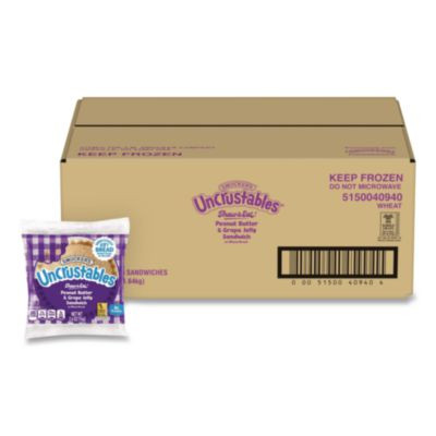 Uncrustables Peanut Butter And Grape Jelly On Wheat Bread, 2.6 Oz Bag, 48/Carton