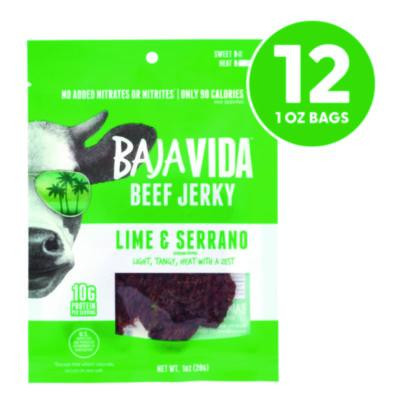 Beef Jerky Lime And Serrano Pepper Snack Pack, Lime And Serrano Pepper, 1 Oz Packet, 12/Carton