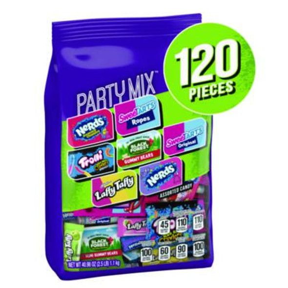 Party Mix Stand-Up Bag, 120 Pieces, Assorted Flavors, 2.5 Lb Bag