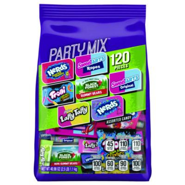 Party Mix Stand-Up Bag, 120 Pieces, Assorted Flavors, 2.5 Lb Bag
