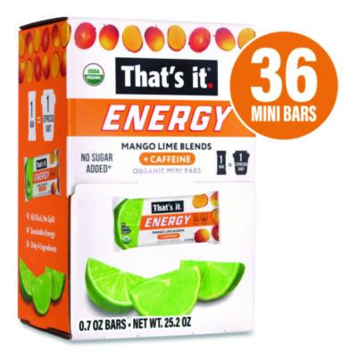 Organic Energy Bars, Mango Lime, 0.7 Oz Bar, 36/Box