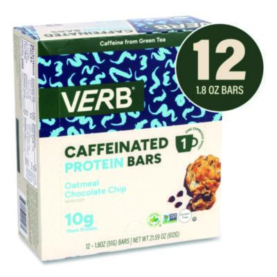 Caffeinated Protein Bar, Oatmeal Chocolate Chip, 1.8 Oz Bar, 12/Box
