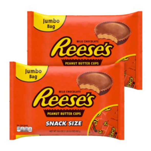 Snack Size Peanut Butter Cups, 19.5 Oz Bag, 2 Bags/Carton