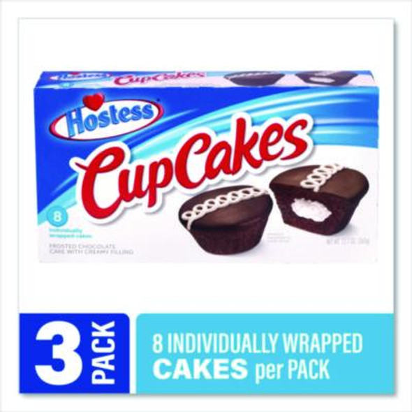 Cupcakes, Chocolate, 1.59 Oz Individually Wrapped, 8/Pack, 3 Packs/Carton