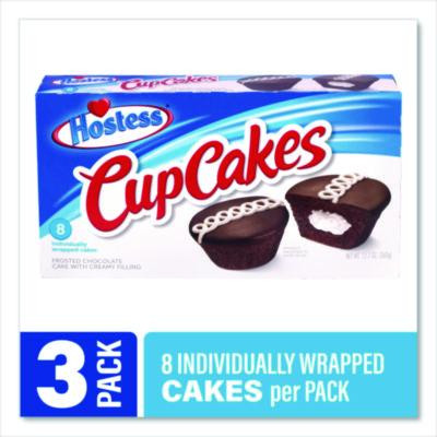 Cupcakes, Chocolate, 1.59 Oz Individually Wrapped, 8/Pack, 3 Packs/Carton