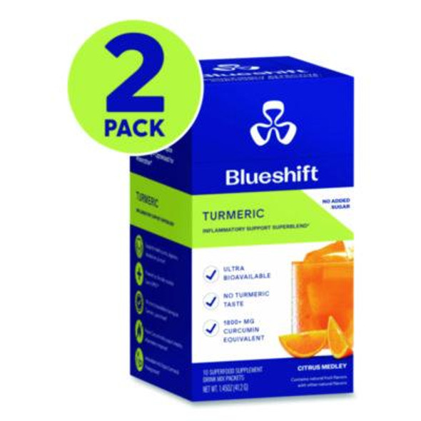 Turmeric Citrus Medley Drink Mix, Citrus Medley Flavor, 0.16 Oz Packets, 10/Pack, 2 Packs/Carton