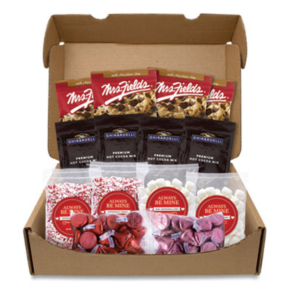 Always Be Mine Valentine's Day Box, Cocoa/Marshmallows/Candy/Cookies, 5 Lb Box, 14 Packets/Box