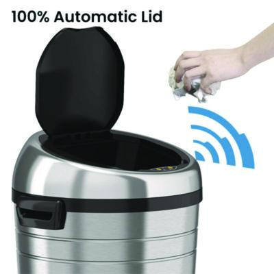 Extra-Large Sensor Trash Can With Wheels, 18 Gal, Plastic/Stainless Steel