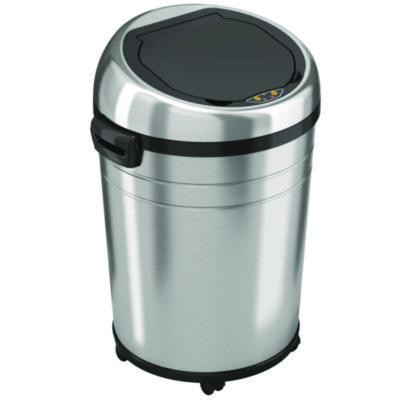 Extra-Large Sensor Trash Can With Wheels, 18 Gal, Plastic/Stainless Steel