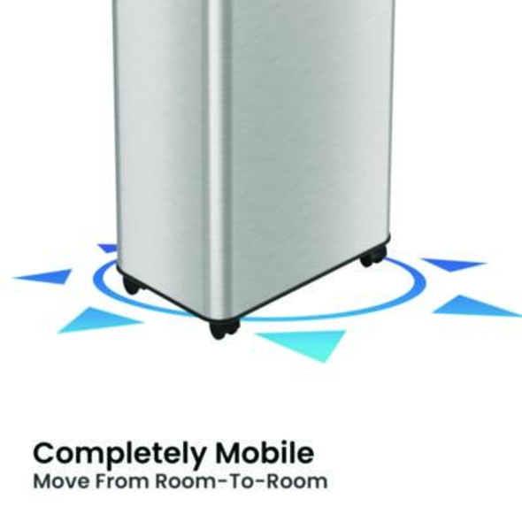 Open Top Trash Can With Wheels, 21 Gal, Plastic/Stainless Steel, Silver