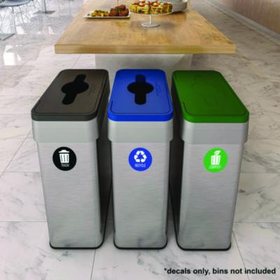 Vinyl Decals, Compost, 4" Diameter, Green/White, 3/Pack