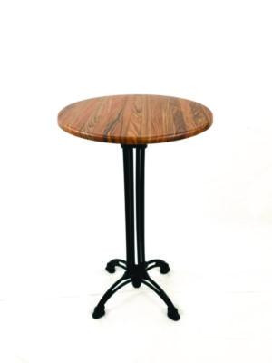 Topalit Tables, Round, 24" Dia x 42"h, Teak Top, Black Aluminum Base/Legs