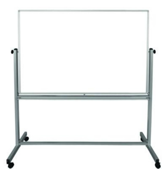 Mobile Magnetic Whiteboard, 60" x 40", White Surface, Silver Aluminum Frame