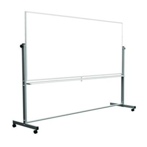 Mobile Magnetic Whiteboard, 96" x 40", White Surface, Silver Aluminum Frame