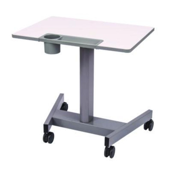 Pneumatic Sit Stand Desk, 27.5 x 19.5 x 26.25 To 42, White/Gray