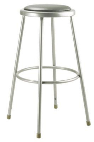 6400 Series Fixed Height Heavy Duty Vinyl Padded Steel Stool, Backless, Supports 500 Lb, 30" Seat Height, Gray Seat/Base