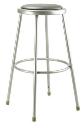 6400 Series Fixed Height Heavy Duty Vinyl Padded Steel Stool, Backless, Supports 500 Lb, 30" Seat Height, Gray Seat/Base