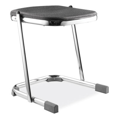 6600 Series Elephant Z-Stool, Backless, Supports Up To 500Lb, 18" Seat Height, Black Seat, Chrome Frame