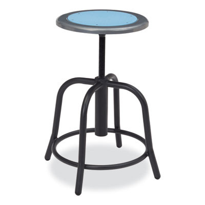 6800 Series Height Adjustable Metal Seat Stool, Supports Up To 300 Lb, 18" To 24" Seat Height, Blueberry Seat/Black Base