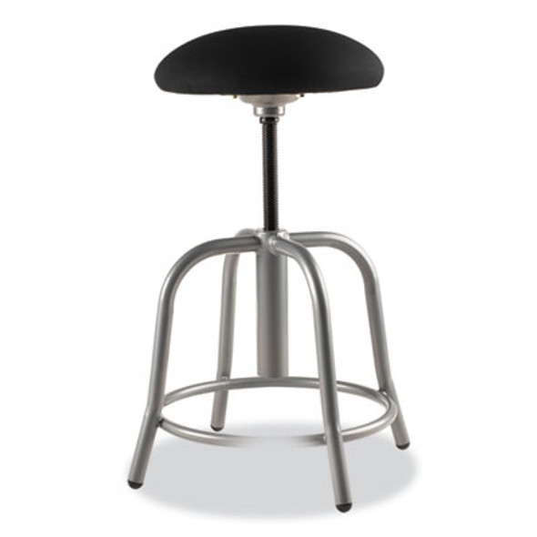 6800 Series Height Adjustable Fabric Seat Swivel Stool, Supports Up To 300 Lb, 18" To 25" Seat Height, Black Seat/Gray Base