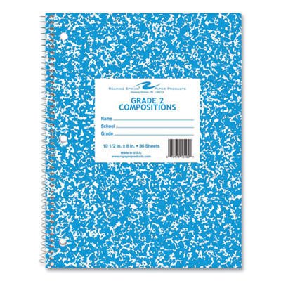 Wirebound Grade School Composition Notebook, Grade 2 Manuscript Format, Blue Marble Cover, (36) 10.5 x 8 Sheets, 48/Carton