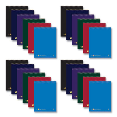 Flipper Wirebound Notepad, Assorted Cover Colors, Medium/College Rule, (80) White 8.5 x 11 Sheets, 24/Carton