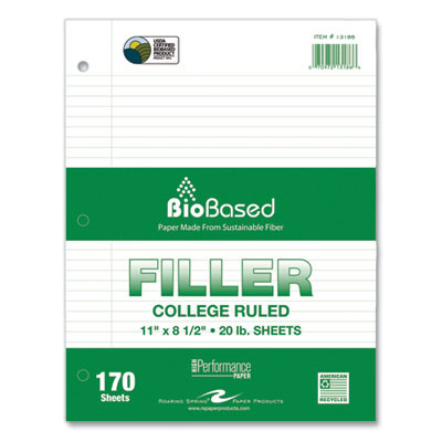 Filler Paper, 3-Hole, 8.5 x 11, College Rule, 170 Sheets/Pack, 12 Packs/Carton
