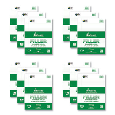 Filler Paper, 3-Hole, 8.5 x 11, College Rule, 170 Sheets/Pack, 12 Packs/Carton