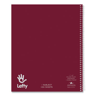 Lefty Notebook, 1-Subject, Medium/College Rule, Randomly Assorted Cover Colors, (100) 11 x 9 Sheets, 24/Carton