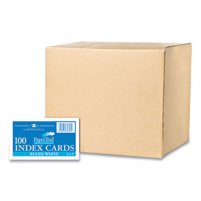 White Index Cards, Narrow Ruled, 3 x 5, White, 100 Cards/Pack, 36/Carton