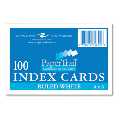 White Index Cards, Narrow Ruled, 4 x 6, 100 Cards, 36/Carton