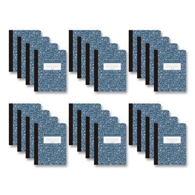 Hardcover Marble Composition Book, Unruled, Blue Marble Cover, (100) 9.75 x 7.5 Sheets, 24/Carton