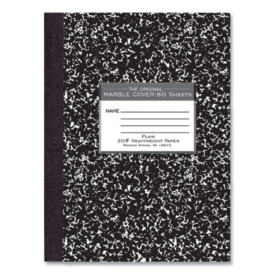 Hardcover Marble Composition Book, Unruled, Black Marble Cover, (80) 10.25 x 7.88 Sheets, 24/Carton