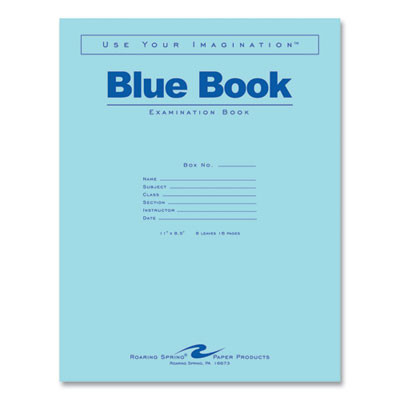 Examination Blue Book, Wide/Legal Rule, Blue Cover, (8) 11 x 8.5 Sheets, 500/Carton
