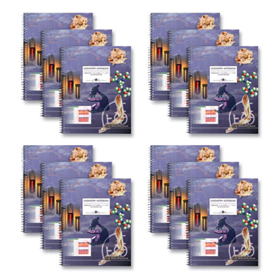 Lab And Science Two-Part Carbonless Notebook, Quadrille Rule (4 Sq/In), Multicolor Cover, (50) 11 x 8.5 Sheets, 12/Carton