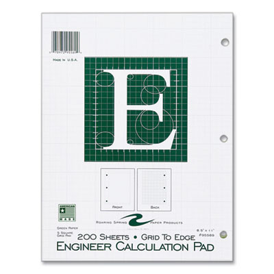Engineer Pad, Data Format (1.25" Margin) And Quadrille Rule (5 Sq/In, 1 Sq/In), (200) Light Green 8.5 x 11 Sheets, 12/Carton