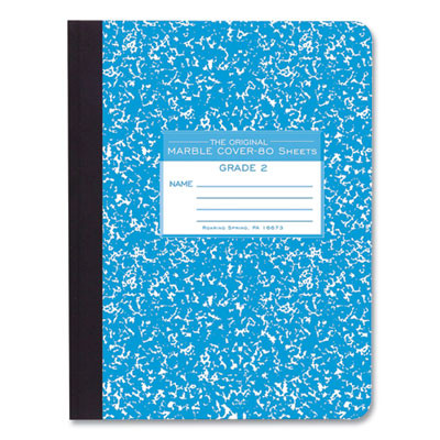Grade School Ruled Composition Book, Grade 2 Manuscript Format, Blue Marble Cover, (80) 9.75 x 7.5 Sheets, 48/Carton
